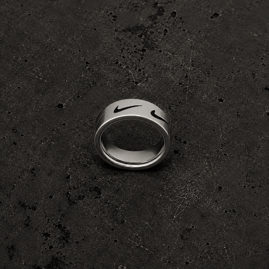 Stainless Steel Swoosh Engraved Rings