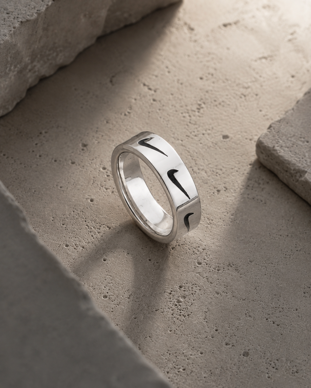 Stainless Steel Swoosh Ring