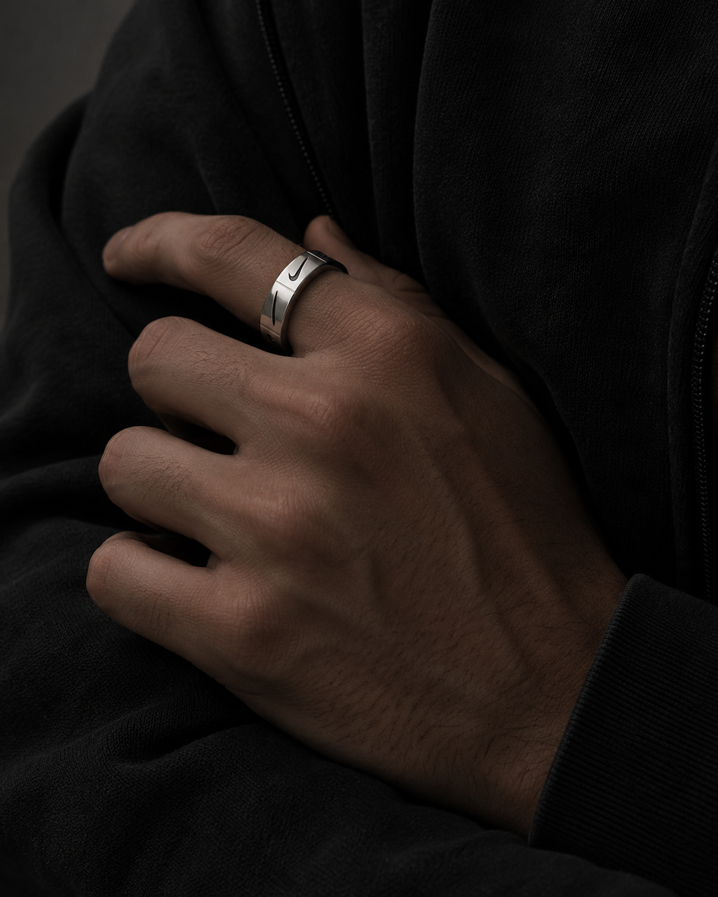 Stainless Steel Swoosh Engraved Rings