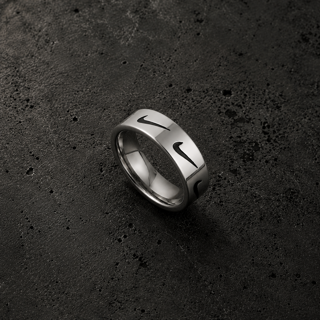 Stainless Steel Swoosh Engraved Rings