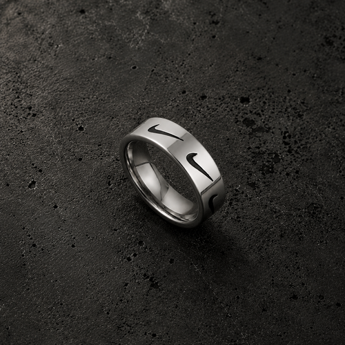 Stainless Steel Swoosh Engraved Rings