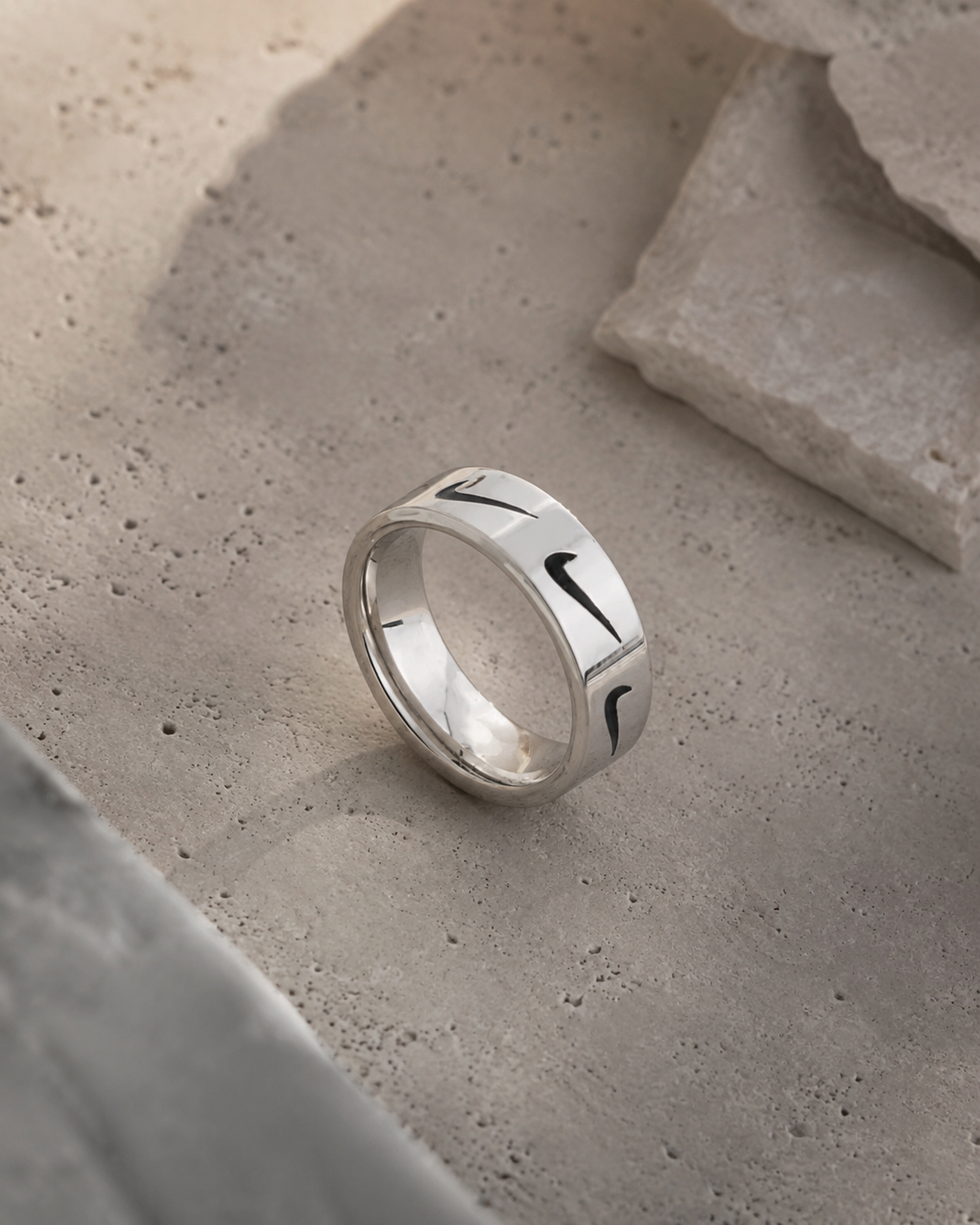 Stainless Steel Swoosh Ring