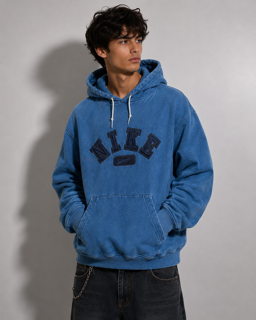Vintage Nike Y2K Pullover Hoodie Blue