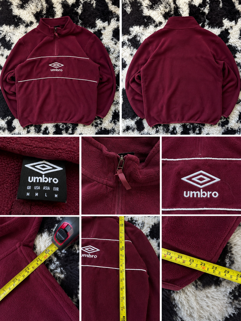 Umbro Burgundy Quarter Zip Fleece