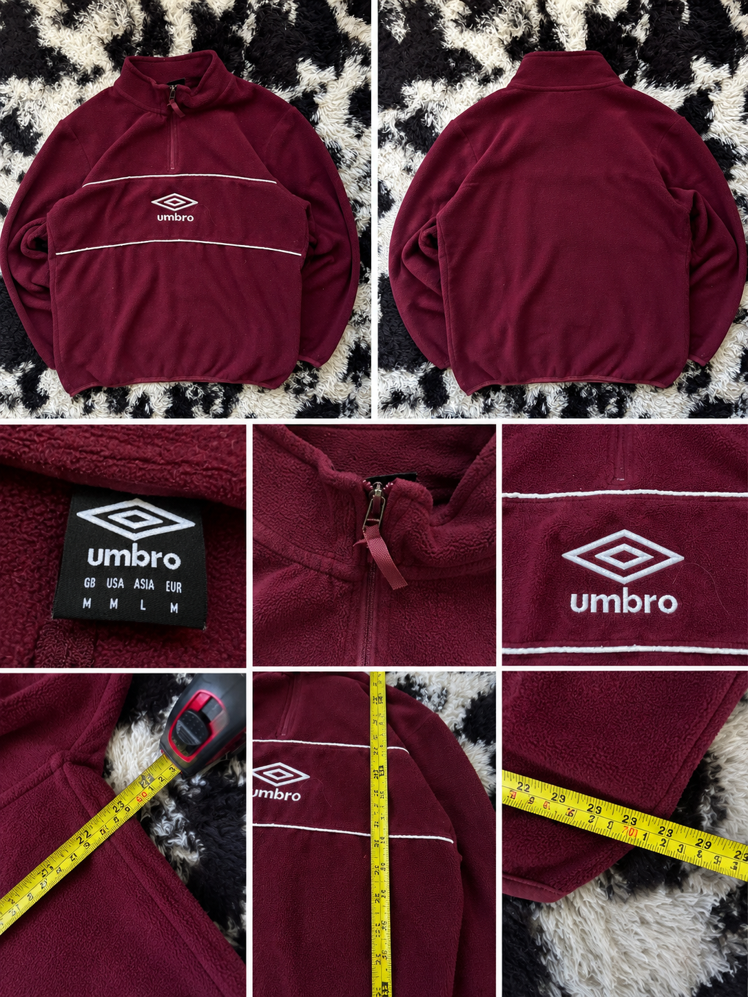 Umbro Burgundy Quarter Zip Fleece
