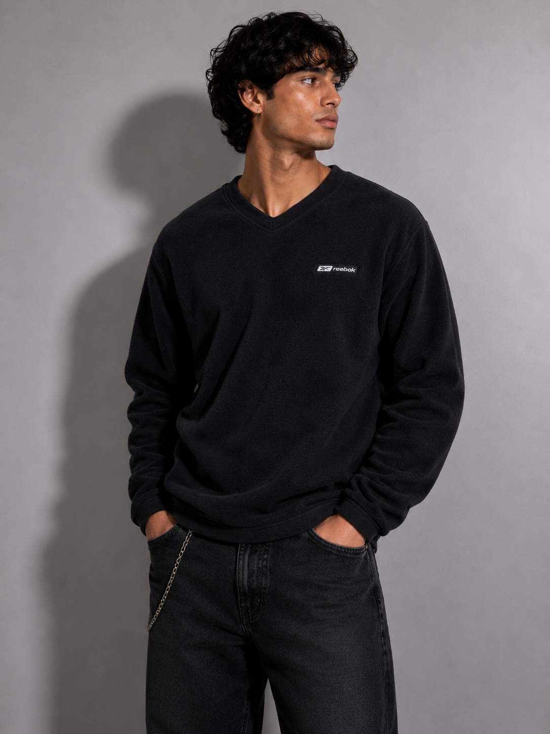 Reebok V-neck fleece sweatshirt