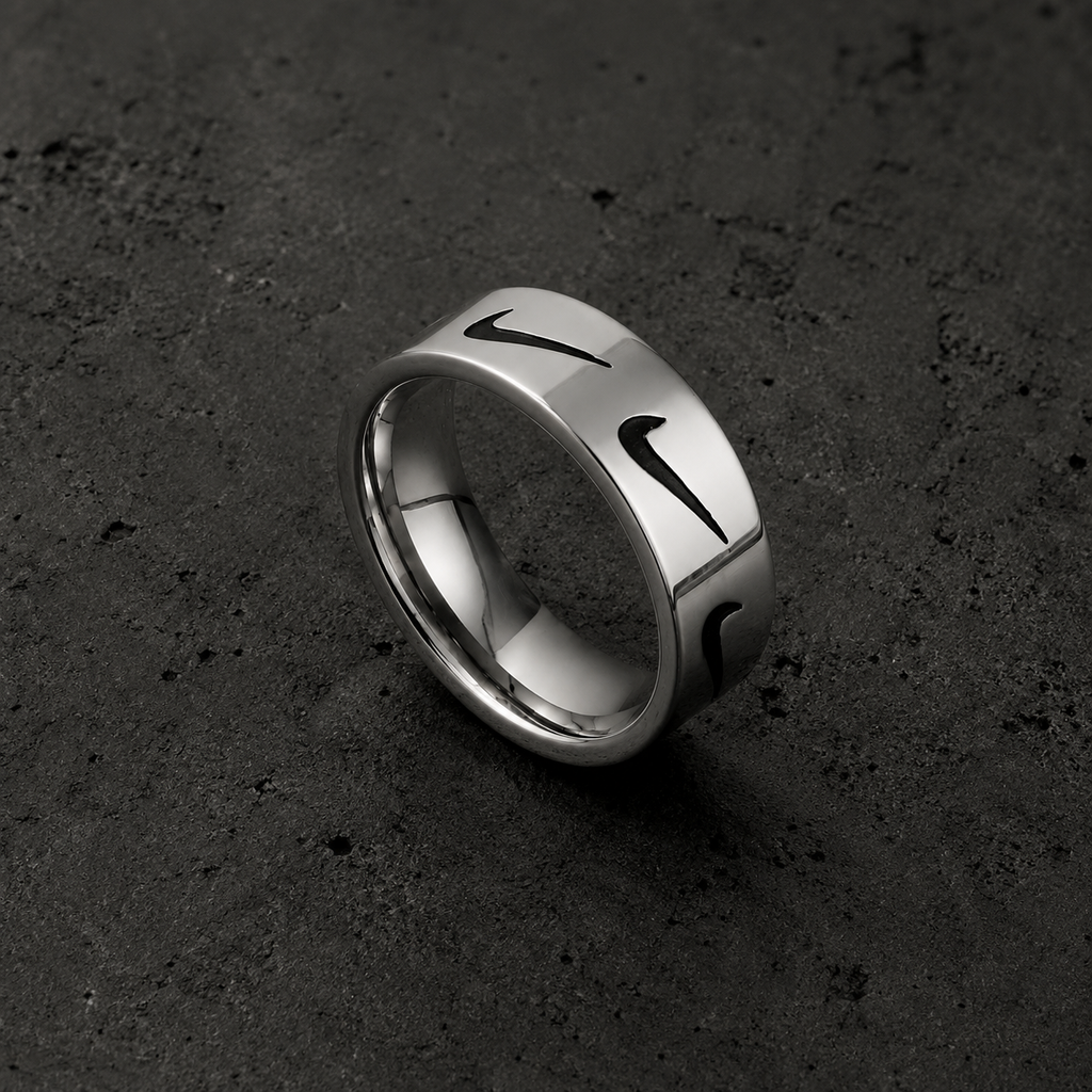 Stainless Steel Swoosh Engraved Rings