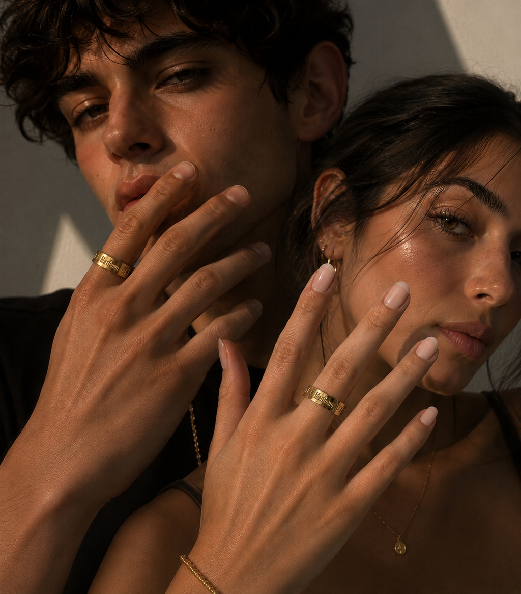 Y2K Marlboro Engraved Ring Stainless Steel Gold
